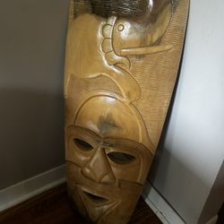 Wooden Hand Carved African Elephant Mask