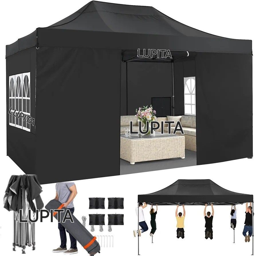 10x15 HEAVY DUTY Canopy Tent With Side Walls Gazebo Wedding Party Pop Up Tent Canopy- (FOR SALE)