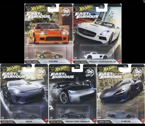 Set of 5 Hot Wheels Fast & Furious including Supra Chase