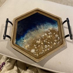 Hand-designed resin art - home decor tray - unique gift idea!