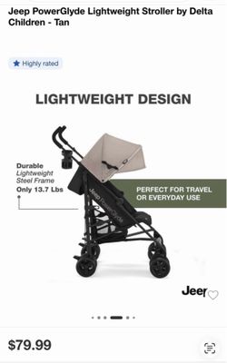 Jeep PowerGlyde Lightweight Umbrella Stroller – Foldable Travel Stroller