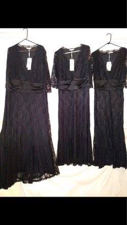 Black Lace Formal Maxi Dress with Satin Waist