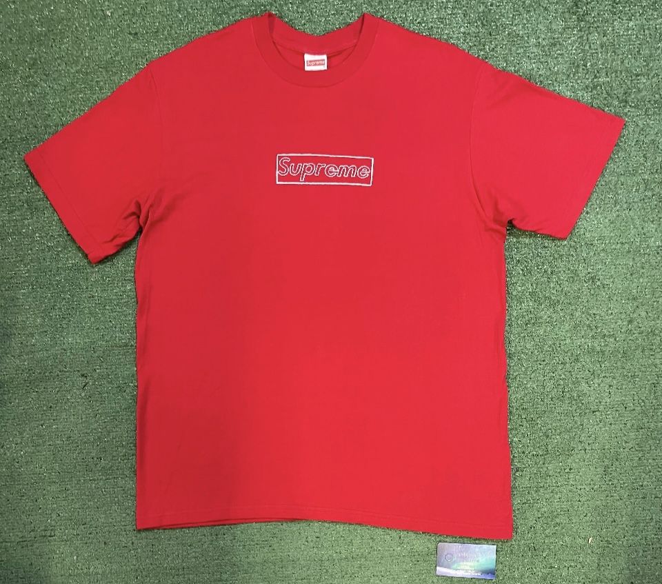 Supreme X kaws box logo red tee