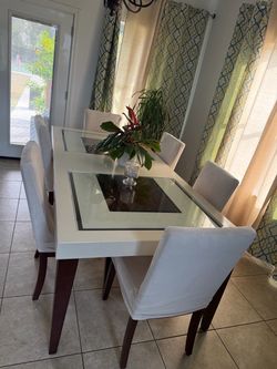 Elegant White   Dining Room Set – Table + 6 Chairs – $449