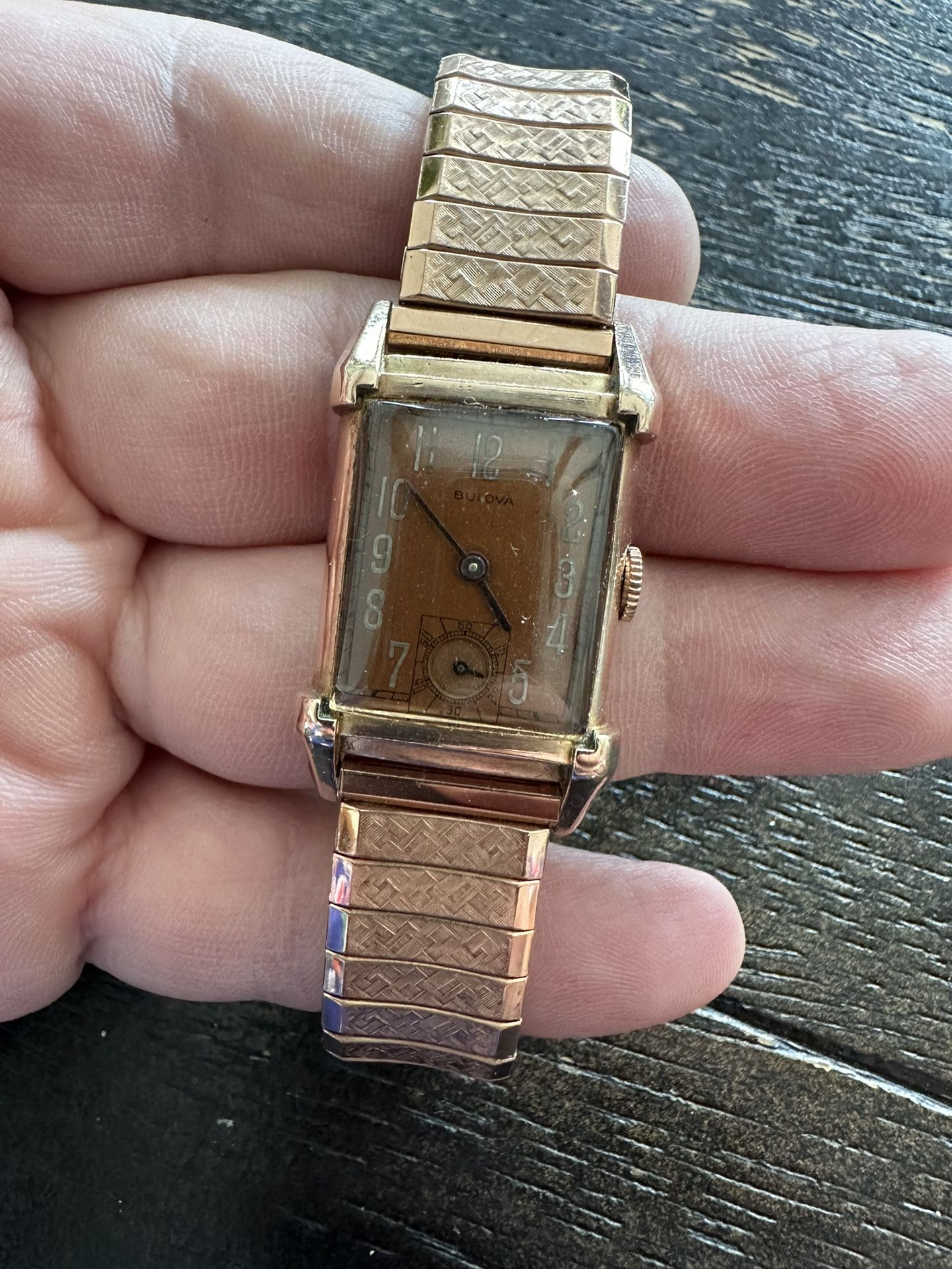 Amazing Rosy Gold Bulova Vintage Tank Watch