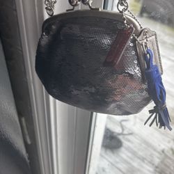 Coach Poppy Pewter Silver Sequin Bag