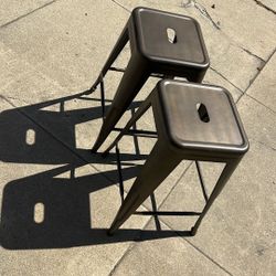 Pair of 24” Tall Metal Bar Stools 