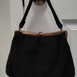 Vintage 1950s Black Beaded Purse