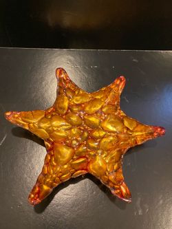 Z Gallerie Arda Pebble Star Bowl Glass  Gold / Orange Handcrafted