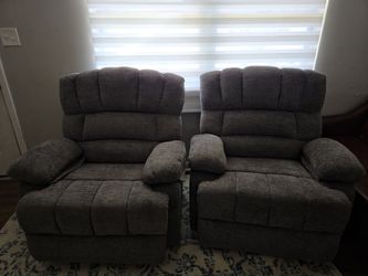 Pair of Gray Fabric Recliner Chairs set of 2