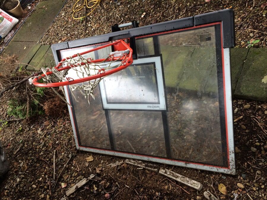 Basketball hoop and plexiglass back board