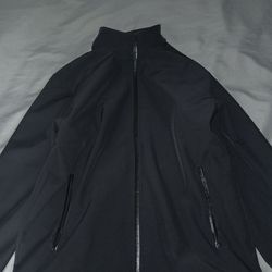 Black zipper high collar waterproof windproof mens jacket
