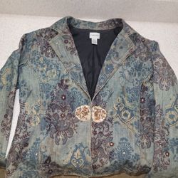 Vintage Chicos Women's Embellished Denim Jacket