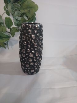 Black Ceramic Hobnail Vase