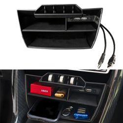 10th Gen Civic Central Console Storage Box Coins Trays Cards Organizer with USB Extension Cable Compatible with Honda Civic 2016 2017 2018