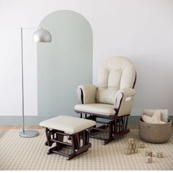 Graco Parker Semi-Upholstered Glider and Nursing Ottoman, Espresso/Beige Cleanable Upholstered Comfort Rocking Nursery Chair with Ottoman
 In Very Goo