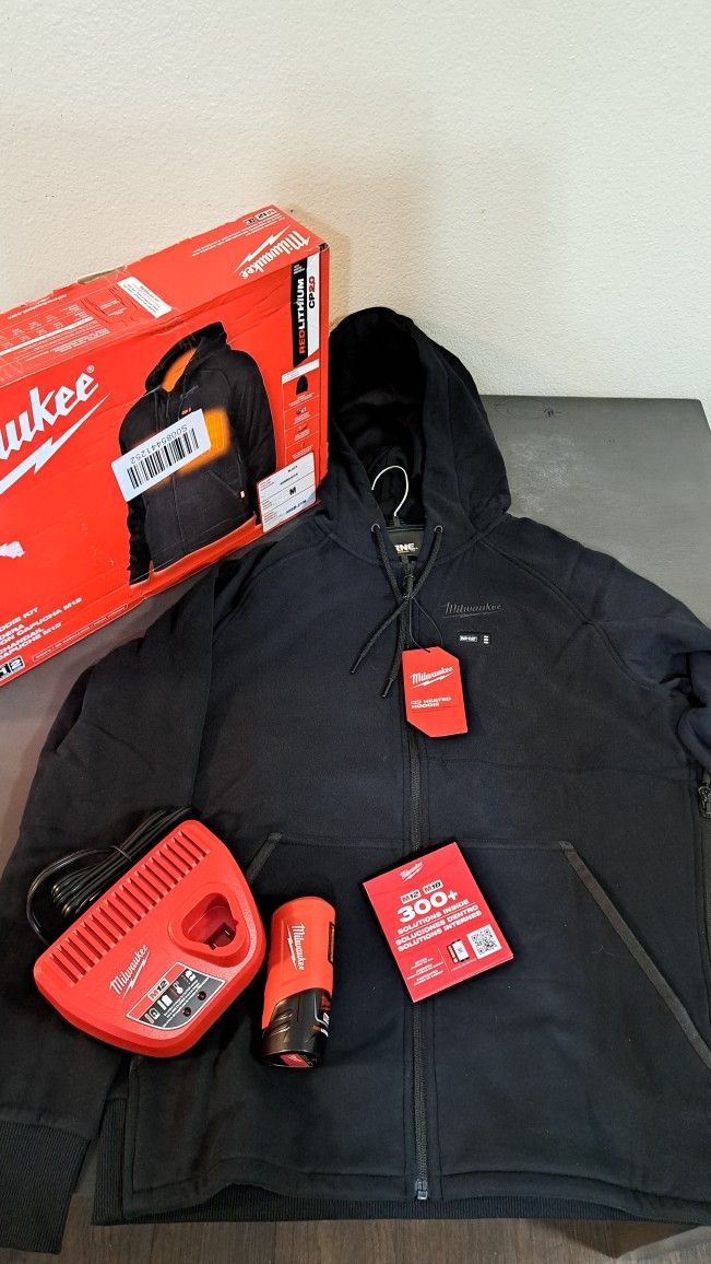 Men's Medium M12 12-Volt Lithium-Ion Cordless Black Heated Jacket Hoodie Kit with (1) 2.0 Ah Battery and Charger