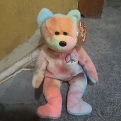 TY Beanie Babies "Peace" Bear 1996 MINT WITH TAG ERRORS
