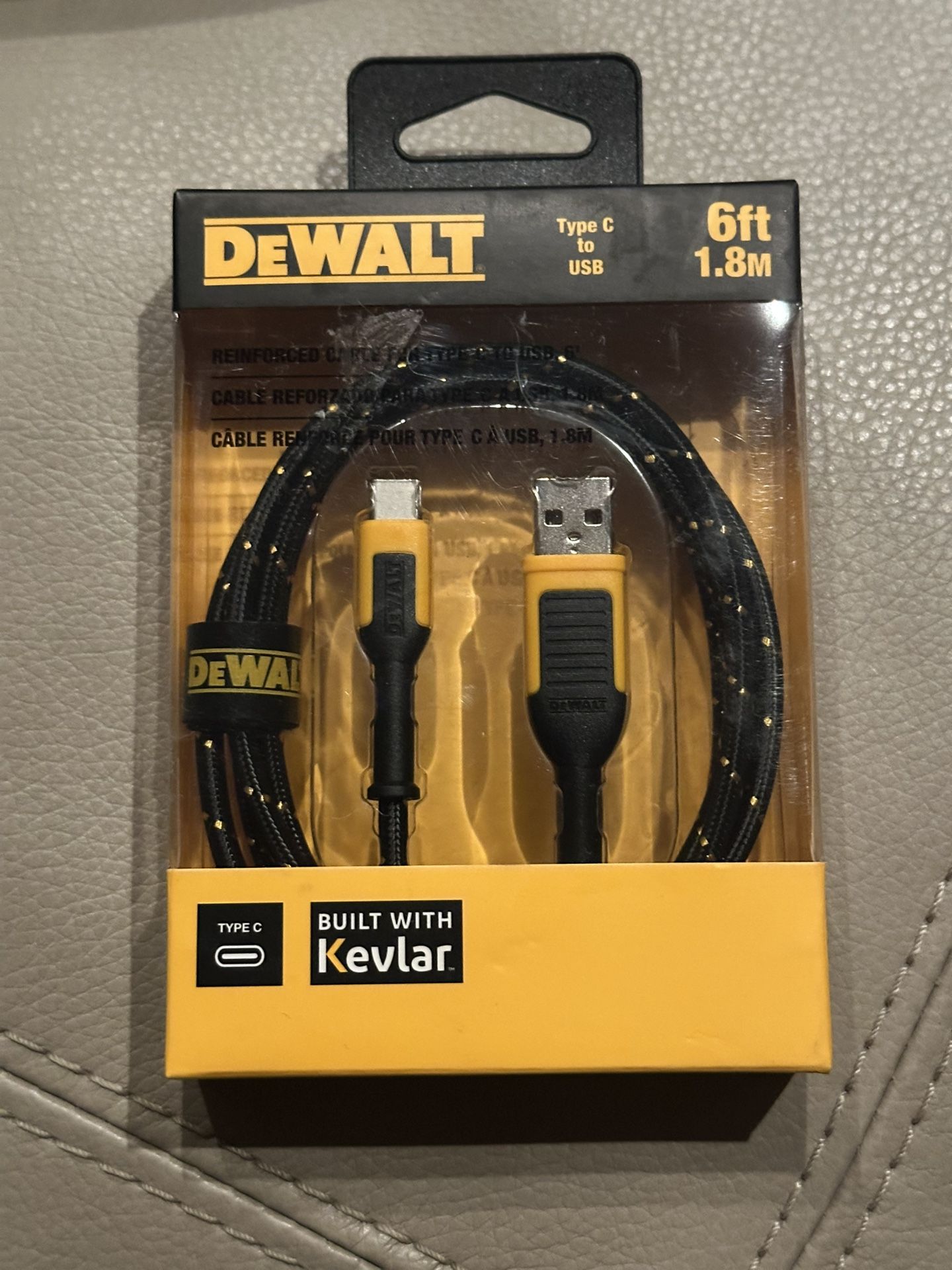 DeWALT 6 Ft Reinforced Braided Cable for USB-A to USB-C