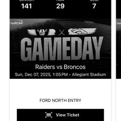 2 Tickets Raiders Vs. Broncos