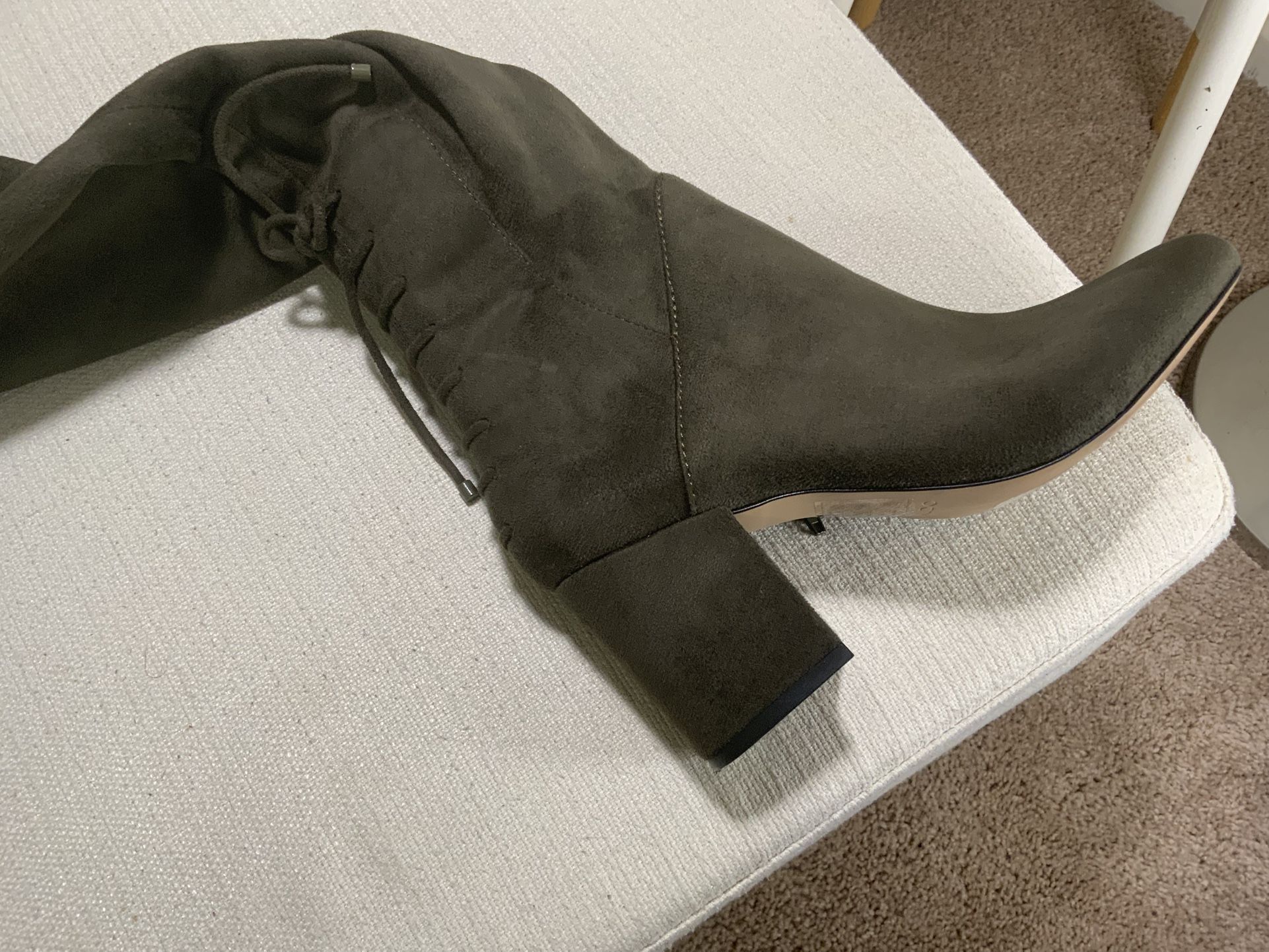 Suede Green Thigh High Boots