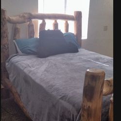 Solid Wood Bed Frame And Queen Size Bed 
