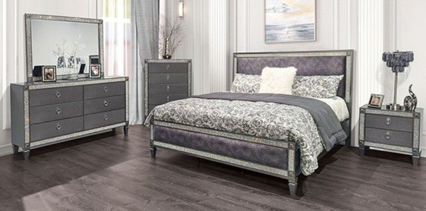 Brand New Grey 4pc Queen Bedroom Set (Available In Eastern King)