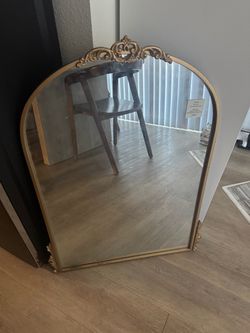 Gold Arch Mirror with Ornate Frame