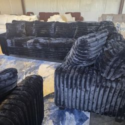 NEW MODEL ! Brand New Byers Market Gunmetal Black Thick Corduroy RAF 2pc Corner Sectional (Tax Inc.)