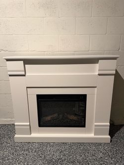 White Electric Fireplace with Mantel