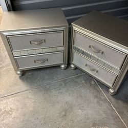 Hollywood Gleam Style Silver Nightstand