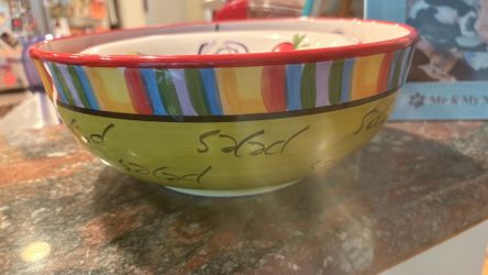 Tabletops Gallery "Salad 101" Hand-Painted Ceramic Salad Bowl Set (5 Pcs)