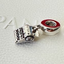 Pandora Typewriter Dangle Charm #790069C01 + FREE Pandora Gift Box + TAG