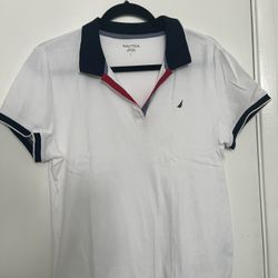 Nautica Women’s white cotton polo shirt