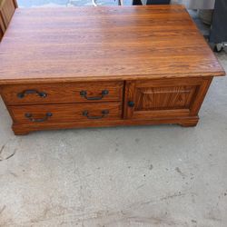 Matching Solid Oak Coffee And End Tables