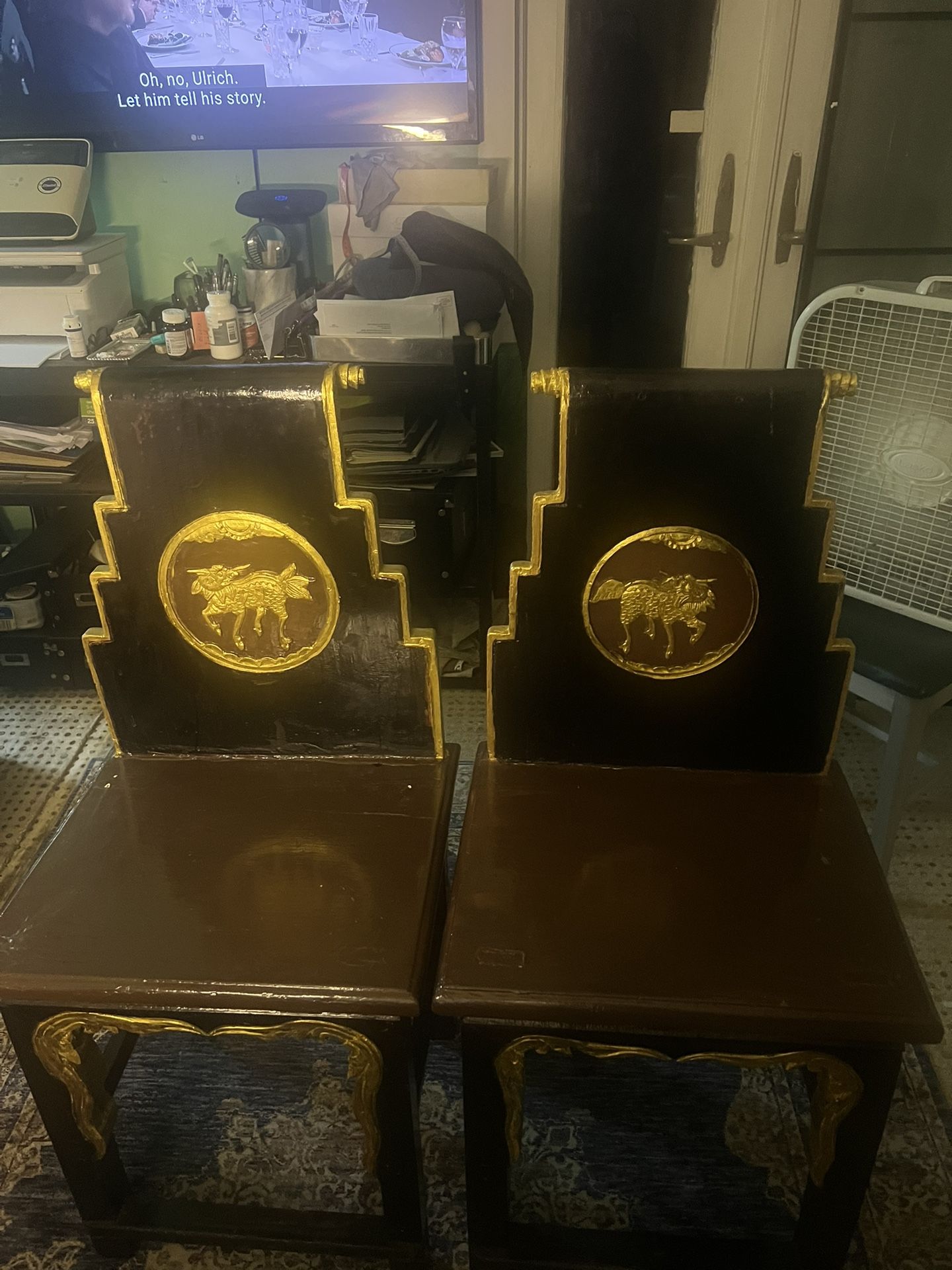 Couple Of Wooden Chinese Chairs