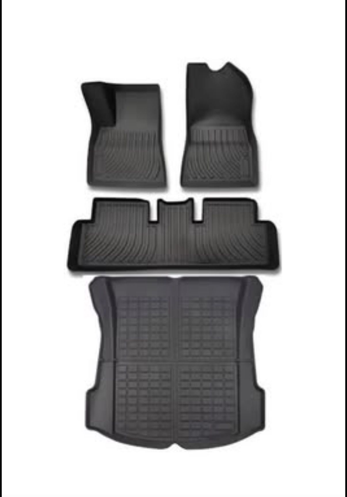 SUPER LINER Tesla Model Y Floor Mats 2021-2024 | Custom Fit All-Weather 4-Piece Set TPE Material |Full Coverage Floor Mats Back Seat Protector, Cargo