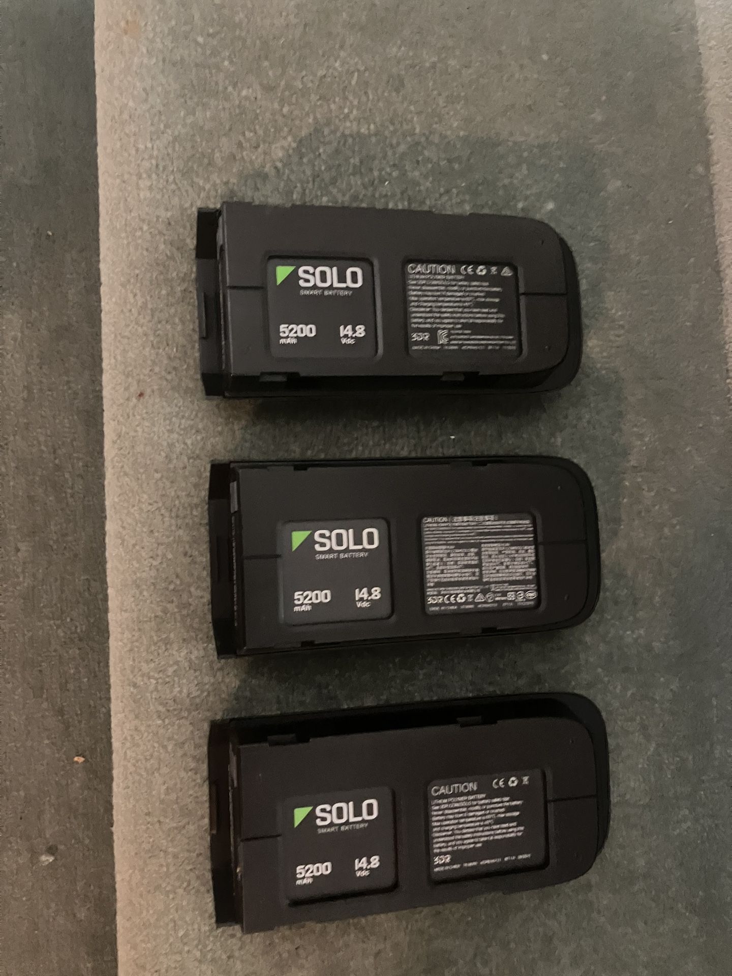 ( LOT OF 3) ORIGINAL OEM SOLA SMART BATTERY 5200 MAH FOR SOLO DRONE