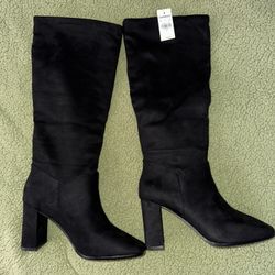 Express Black Knee Heel Boots 