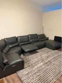 5 piece reclining leather sectional