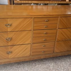 Vintage MCM Dresser With Mirror And Nightstands 