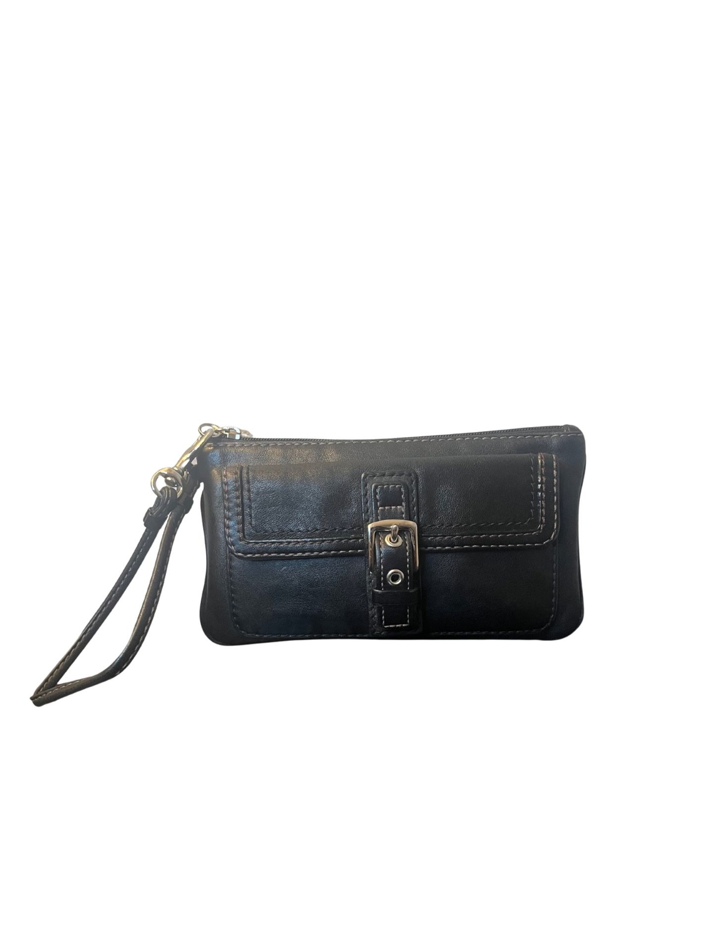 Coach Hampton Black Leather Wristlet