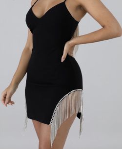 Rhinestone Fringe Mini Dress
