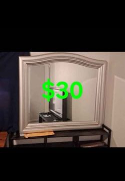 Silver-toned dresser mirror
