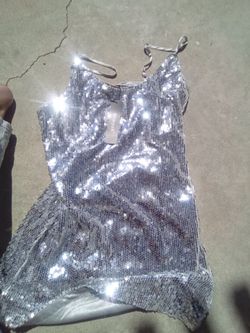 Allegra K Silver Sequin Mini Dress