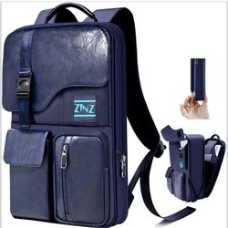 ZINZ Slim & Expandable Laptop Backpack 15.6 Inch, Computer Rucksack Water Resistant Bag, Anti-Theft Travel Daypack for Men and Women-Blue