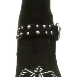 Black Suede Studded Cowboy Boots