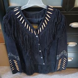 Genuine Leather Women's Fringe Jacket, Size 4. 