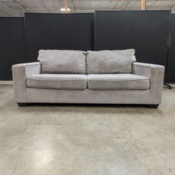 Contemporary Light Grey Fabric Two-Seater Sofa