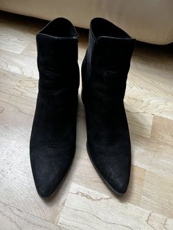 ALDO Cadaudra Black Suede Leather Ankle Boots/ Booties Block heel SZ 7 Pointy